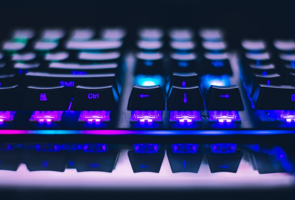 Gaming keyboard with RGB lighting.